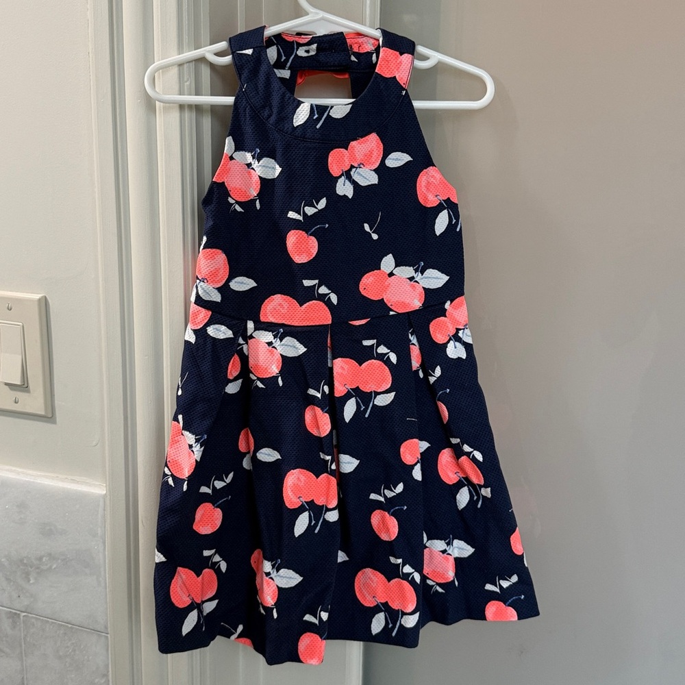 Janie and Jack navy and orange/peach sleeveless dress with bow detail size 3